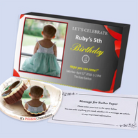 Red ribbon Photo Printed Chocolates birthday invitation