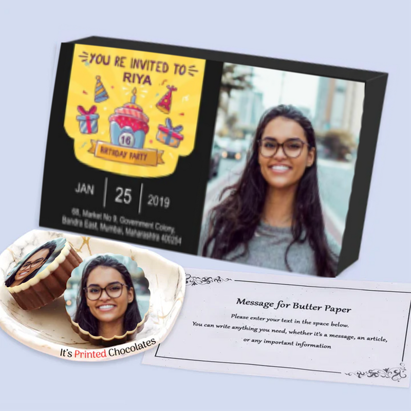Sweet 16 Birthday Invitation Photo Printed chocolates