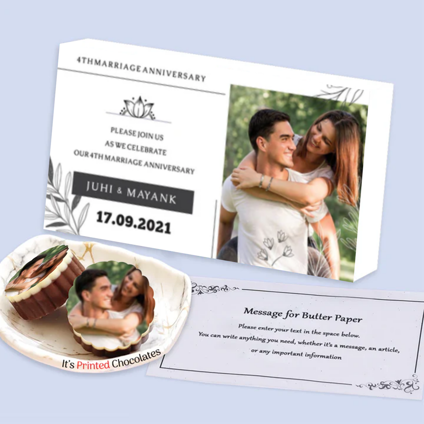 White decent Box Personalised Anniversary Invitation
