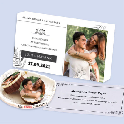 White decent Box Personalised Anniversary Invitation
