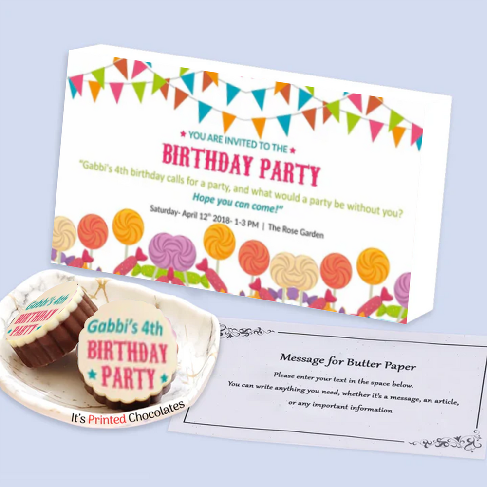 Candies & Toffees birthday personalised invitation