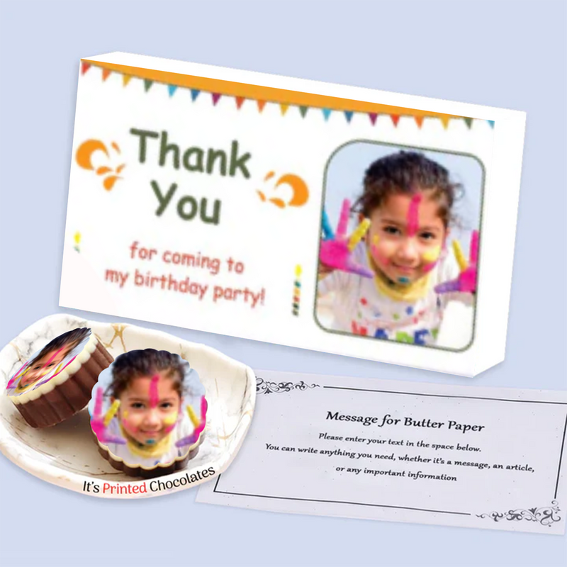 Bright colorful birthday return gift printed chocolates