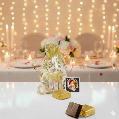 Customized Golden Potli Chocolate Gift with Photo Print