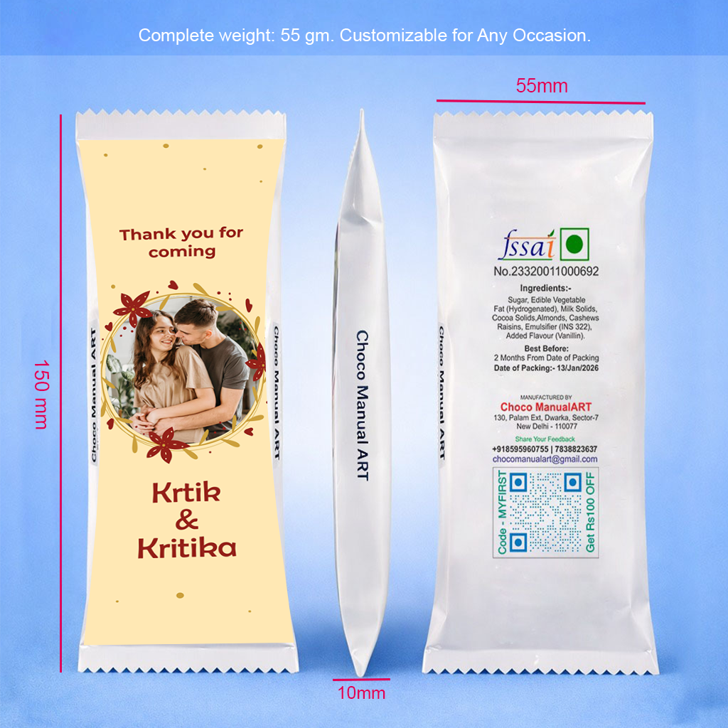 Handmade Chocolate Bar with Personalized Photo Design