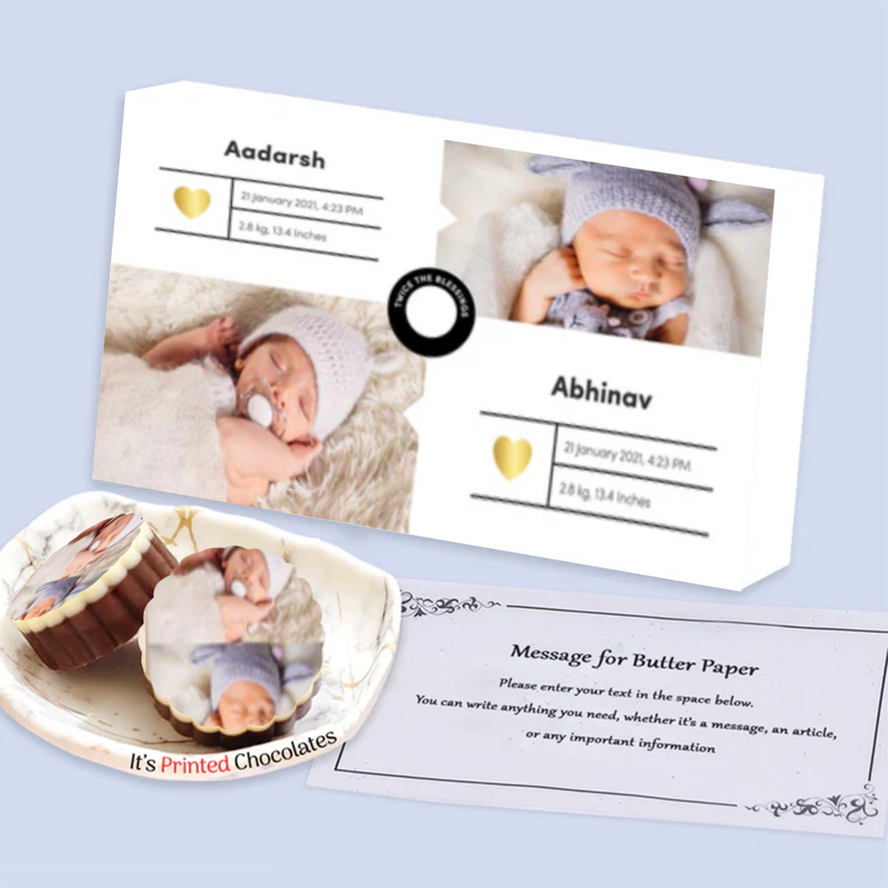 "Oh Boy" printed baby boy announcement chocolates gift