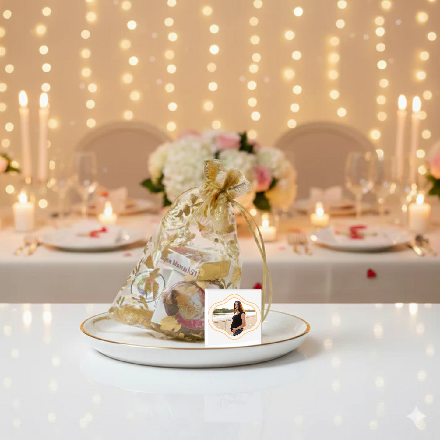 Premium Golden Potli with Personalized Photo Chocolates