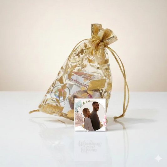 Personalized Chocolate Gift Set in Golden Potli Packaging