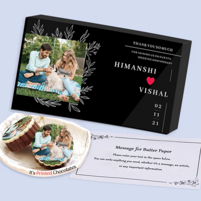 Date printed personalised wrapped chocolates return gift