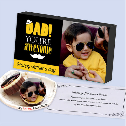 Dad printed chocolates with Dad and son