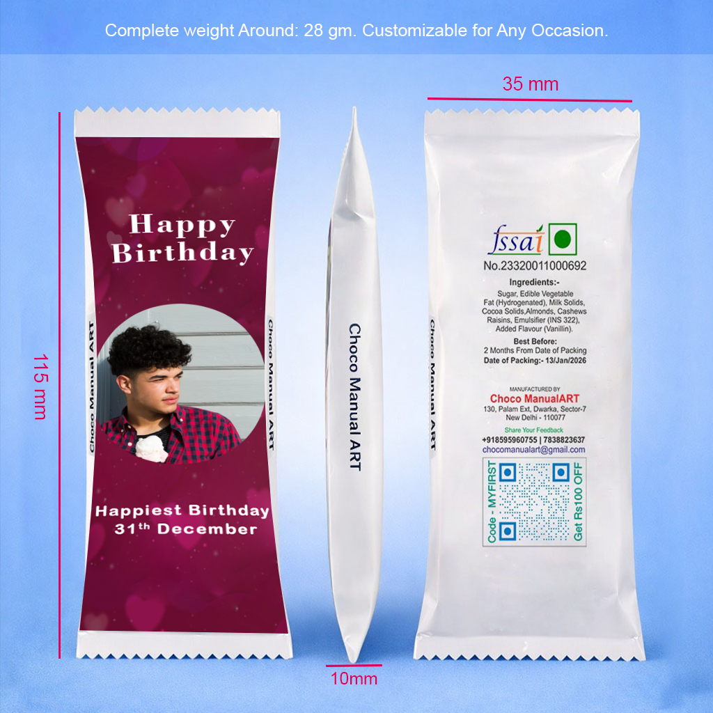 Personalised Birthday Chocolate Bar with Baby Photo ( 25-100 pcs)