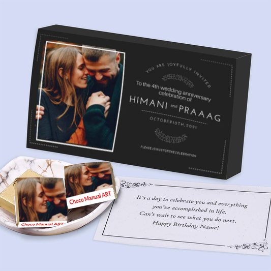 Black elegant Anniversary Invitation Printed Chocolates
