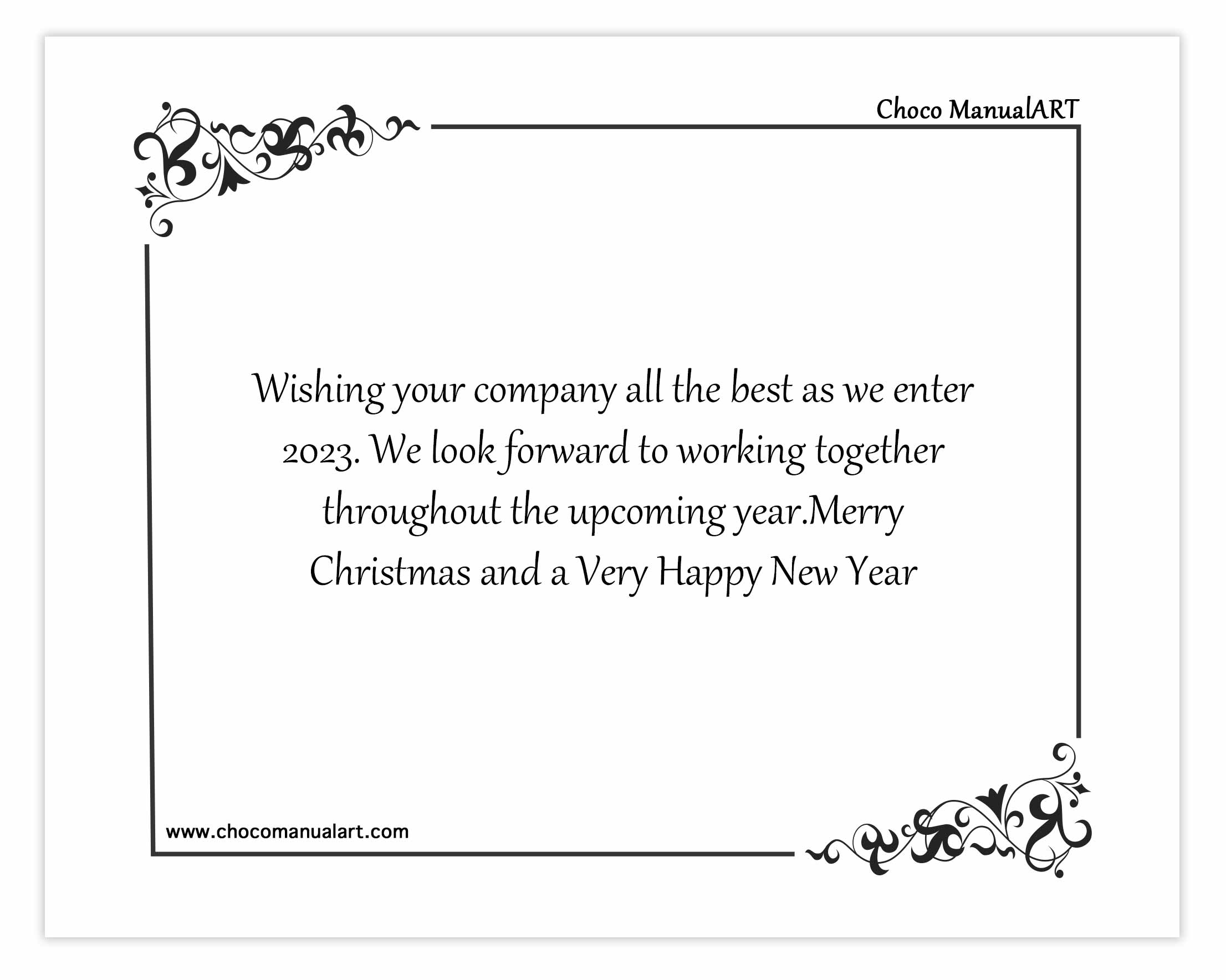 Wishing your company all the best as we enter 2023. We look forward to working together throughout the upcoming year. Merry Christmas and a Very Happy New Year