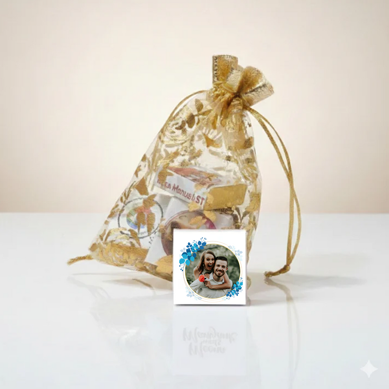 Personalized Chocolate Potli Gift with Photo, Name & Occasion Print