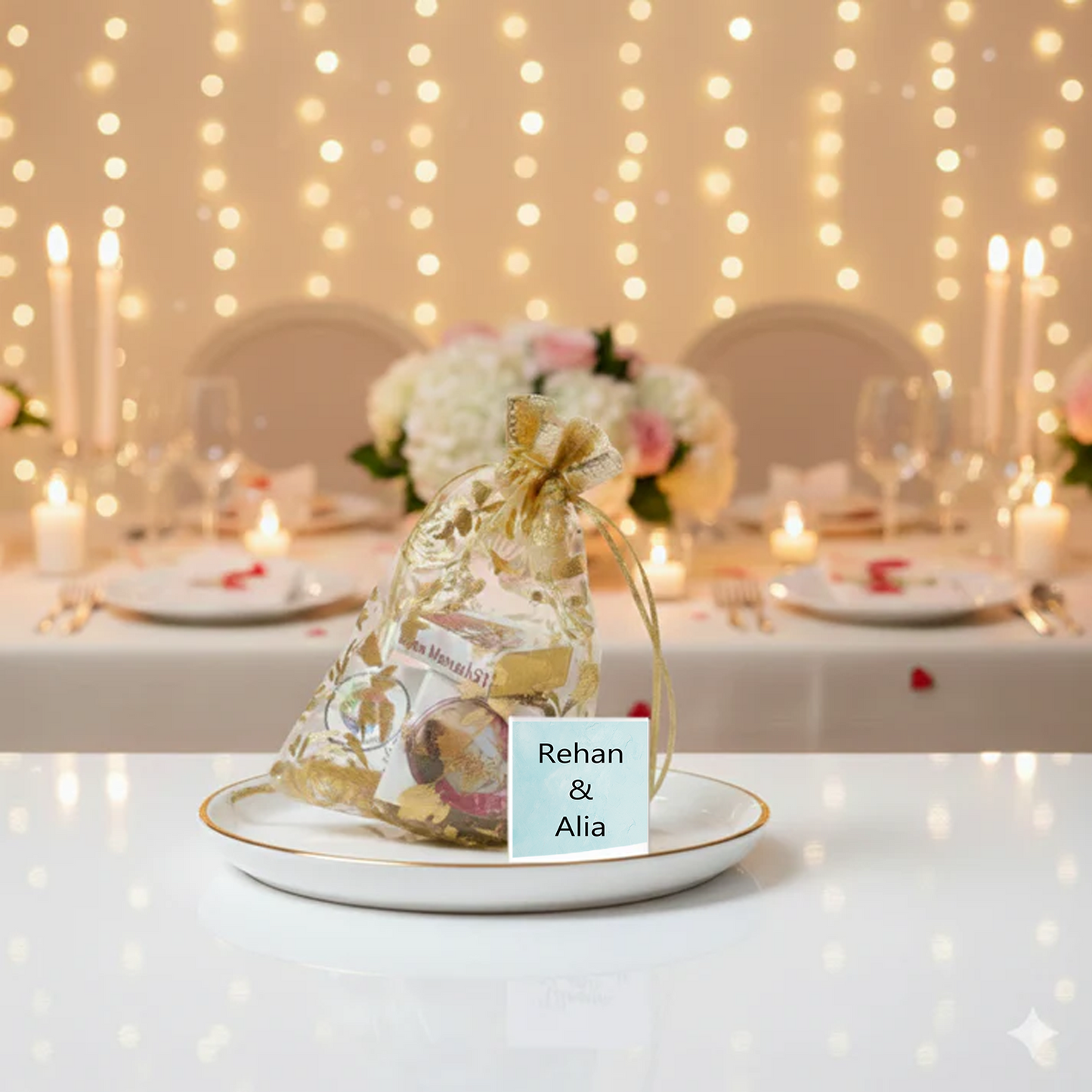 Customized Photo Chocolate Golden Potli Gift Set of 5