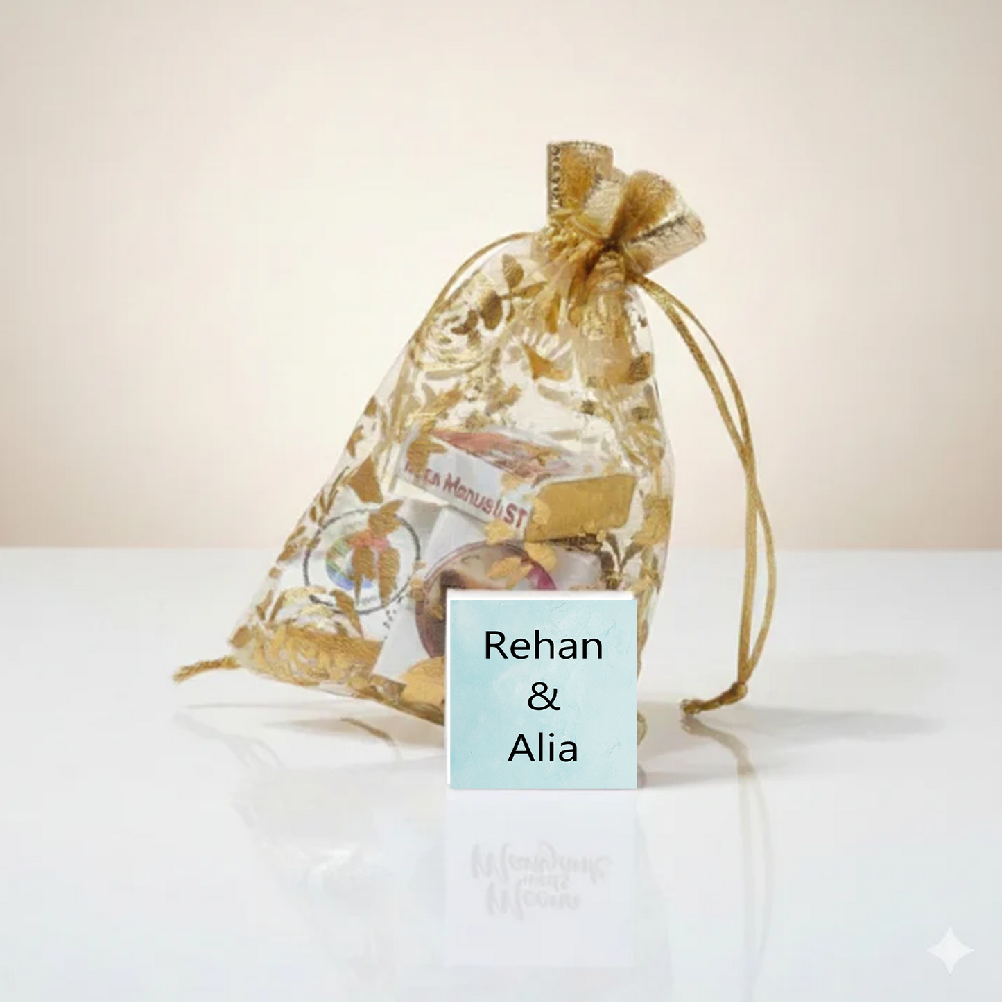 Customized Photo Chocolate Golden Potli Gift Set of 5