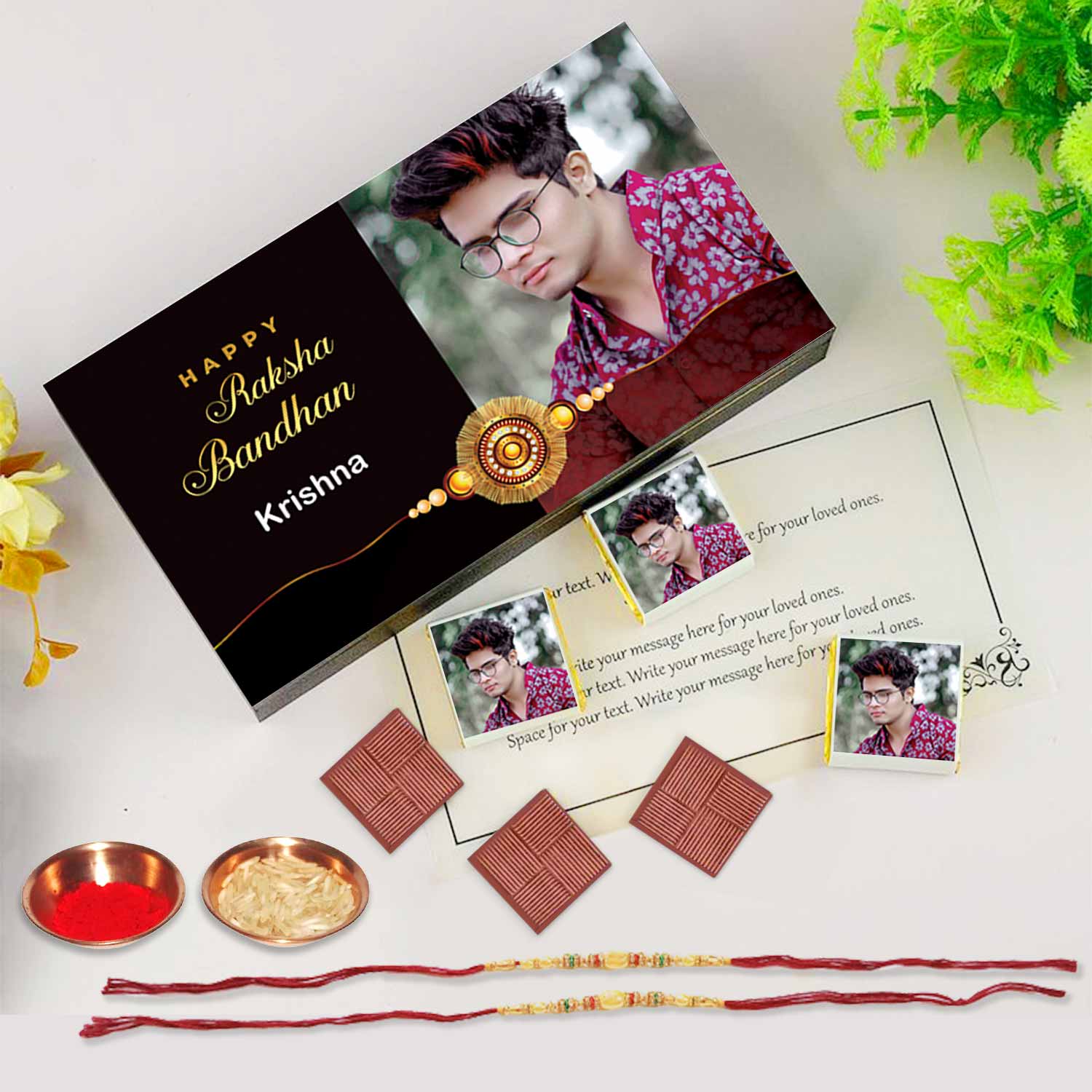 Golden rakhi personalised Raksha Bandhan gift