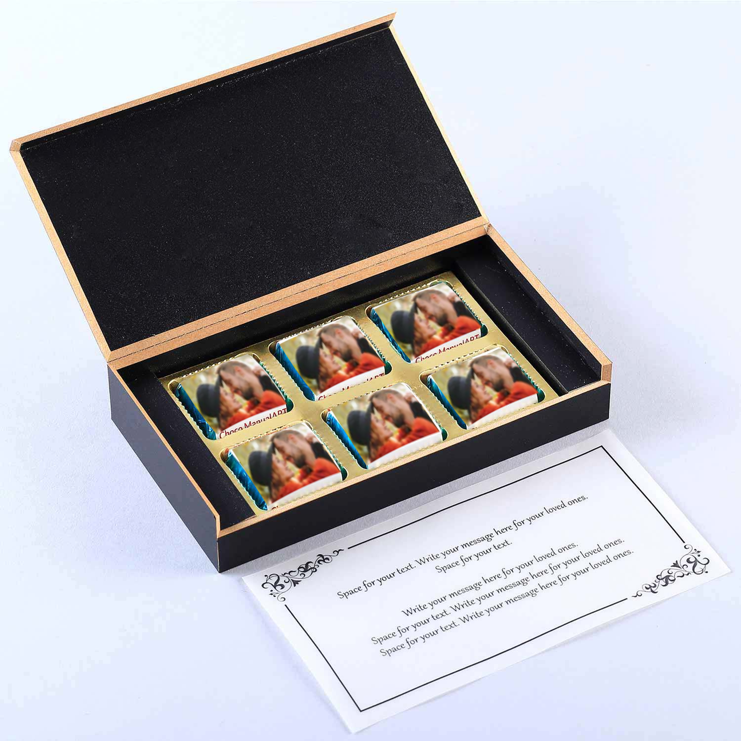 Orange ribbon anniversary return gift chocolates