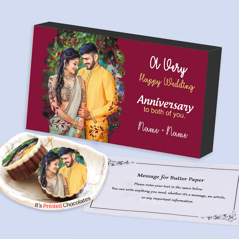 Photo printed box with appealing design and names printed chocolates