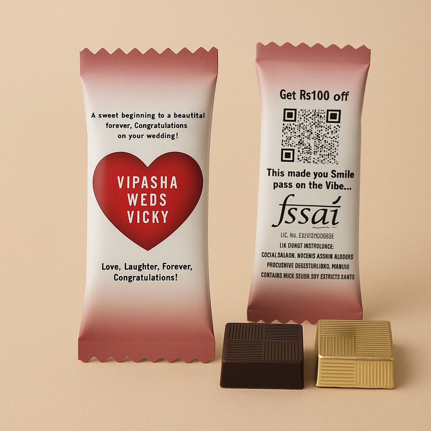 Personalized Wedding Invitation Chocolate Bar (25 pcs to 100 pcs)