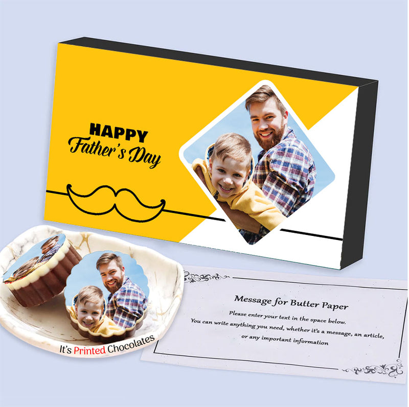Bright yellow elegant design box of personalised chocolates