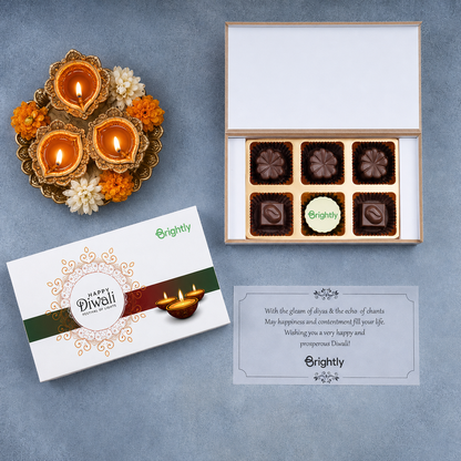 Corporate Diwali Chocolate Gift Box – 6 Chocolates | Custom Printed | Min. 10 Boxes