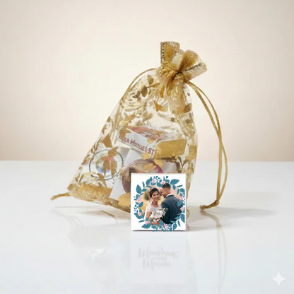 Customized Chocolate Gift Potli with Photo Print – Pack of 5