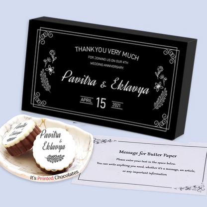 Delicate designer personalised chocolates return gift