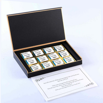 Black elegant box printed chocolates anniversary return gift