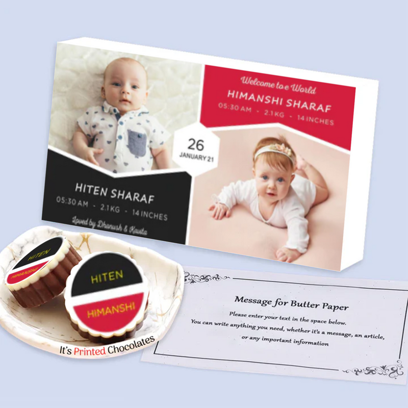 Twice the blessings personalised twins birth announcement