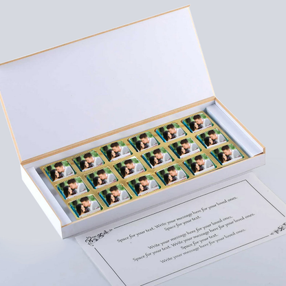 Leaves designed printed chocolates anniversary invite