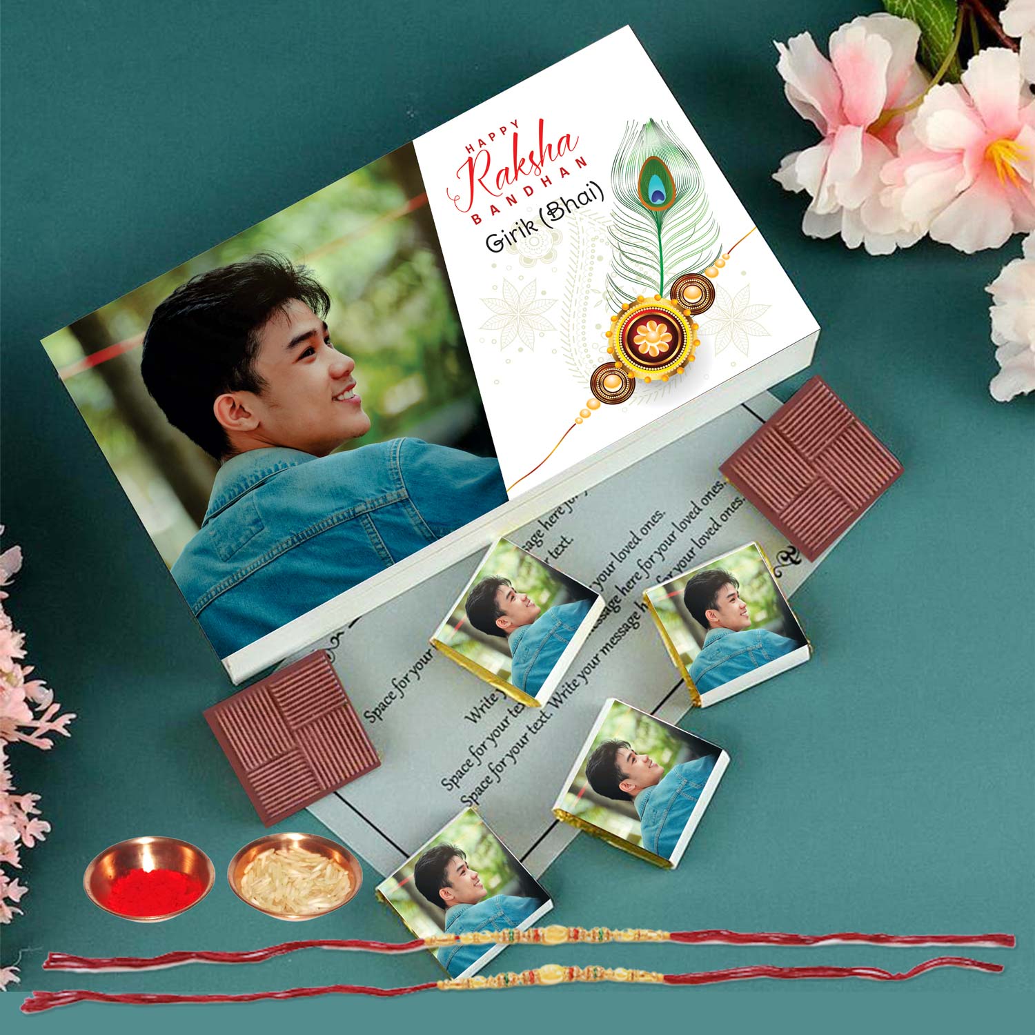 Customised chocolates gift for best brother with rakhi
