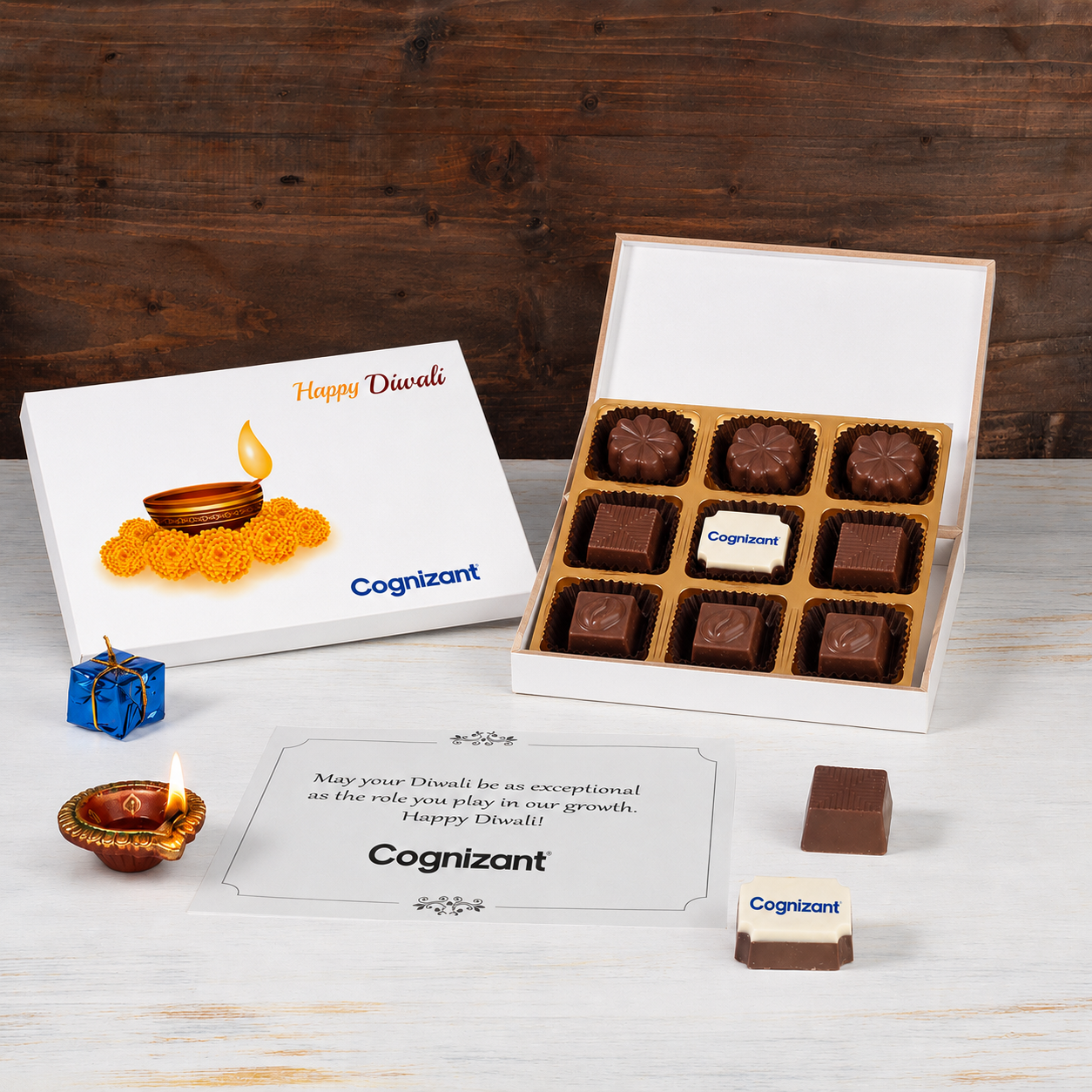 Corporate Diwali Chocolate Gift Box – 9 Chocolates | Custom Printed | Min. 10 Boxes