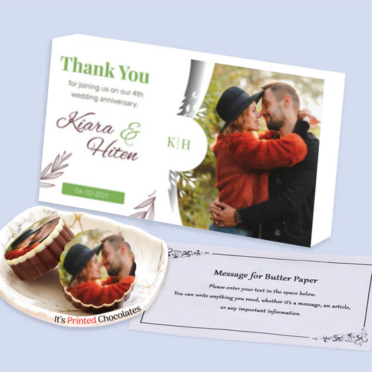 Leaves green coloured personalised chocolates return gift