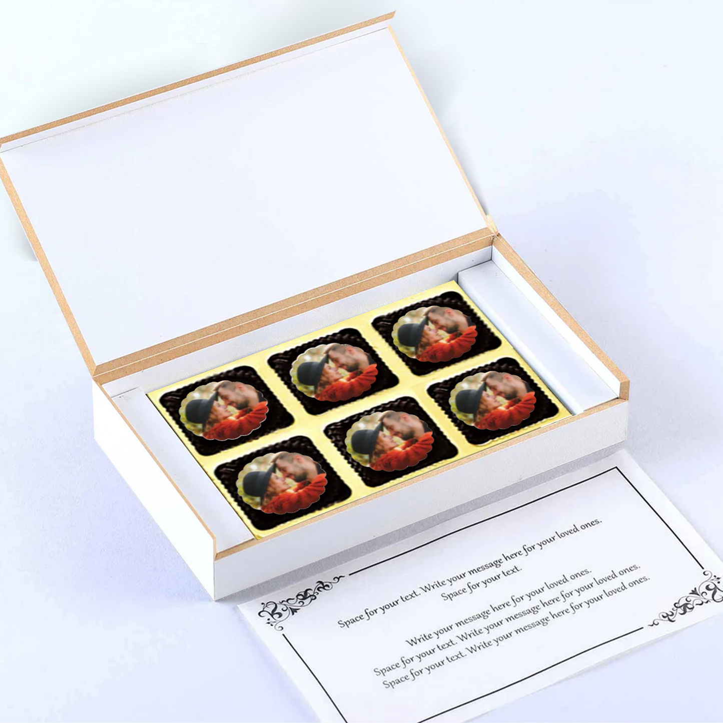 Leaves green coloured personalised chocolates return gift
