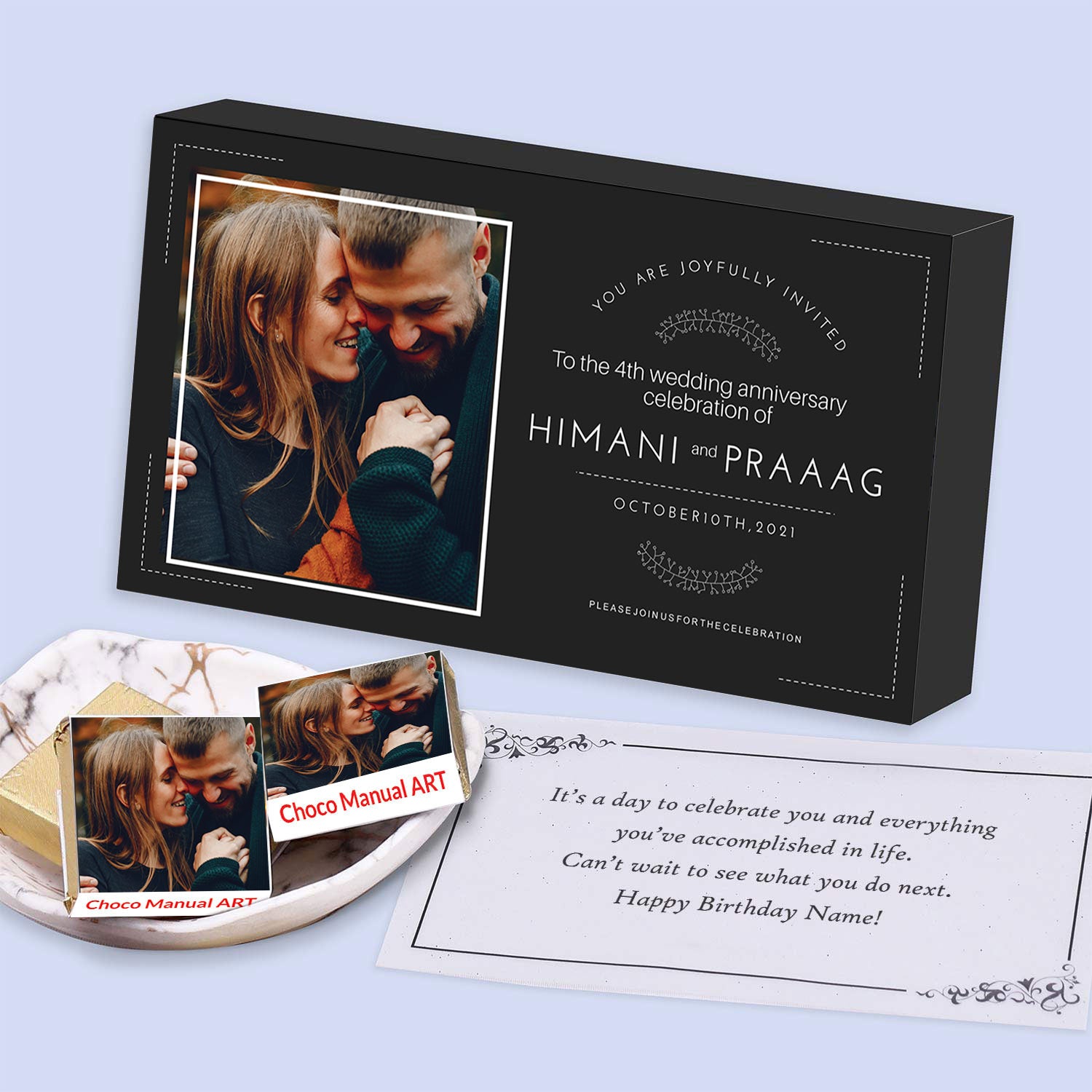 Personalised elegant black Anniversary Invitation