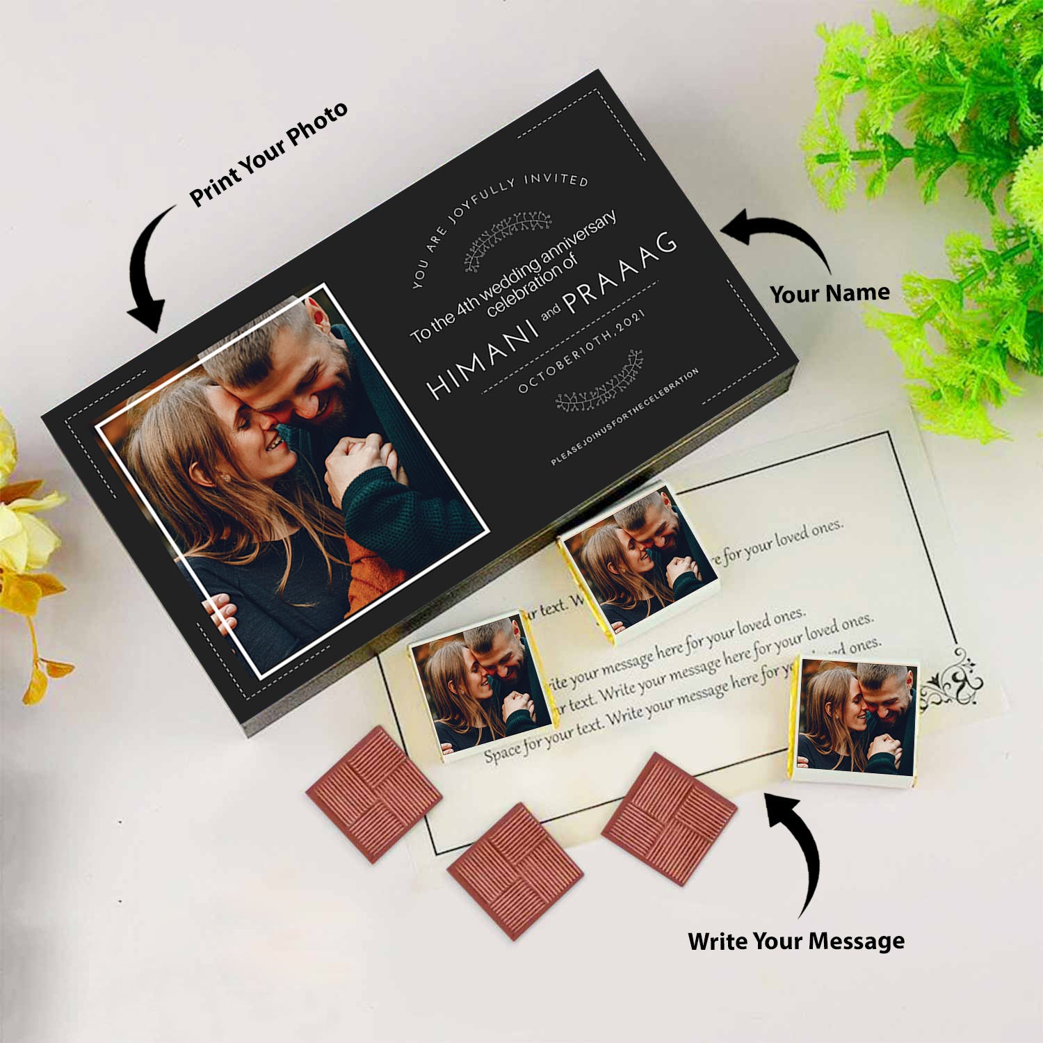 Personalised elegant black Anniversary Invitation