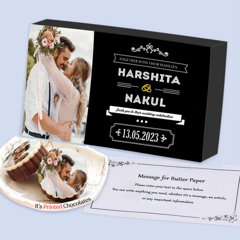 Black & White wedding celebration personalised invitation
