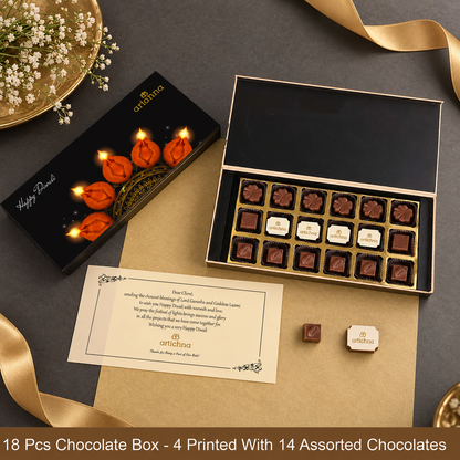 Diwali Chocolate Gift Box – 18 Chocolates  With Four Logo Printed  (Min. 10 Boxes)