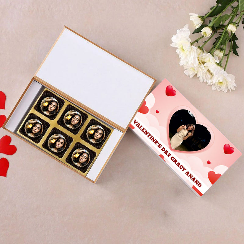 Personalized Valentine's day chocolate with Photo in wooden Box