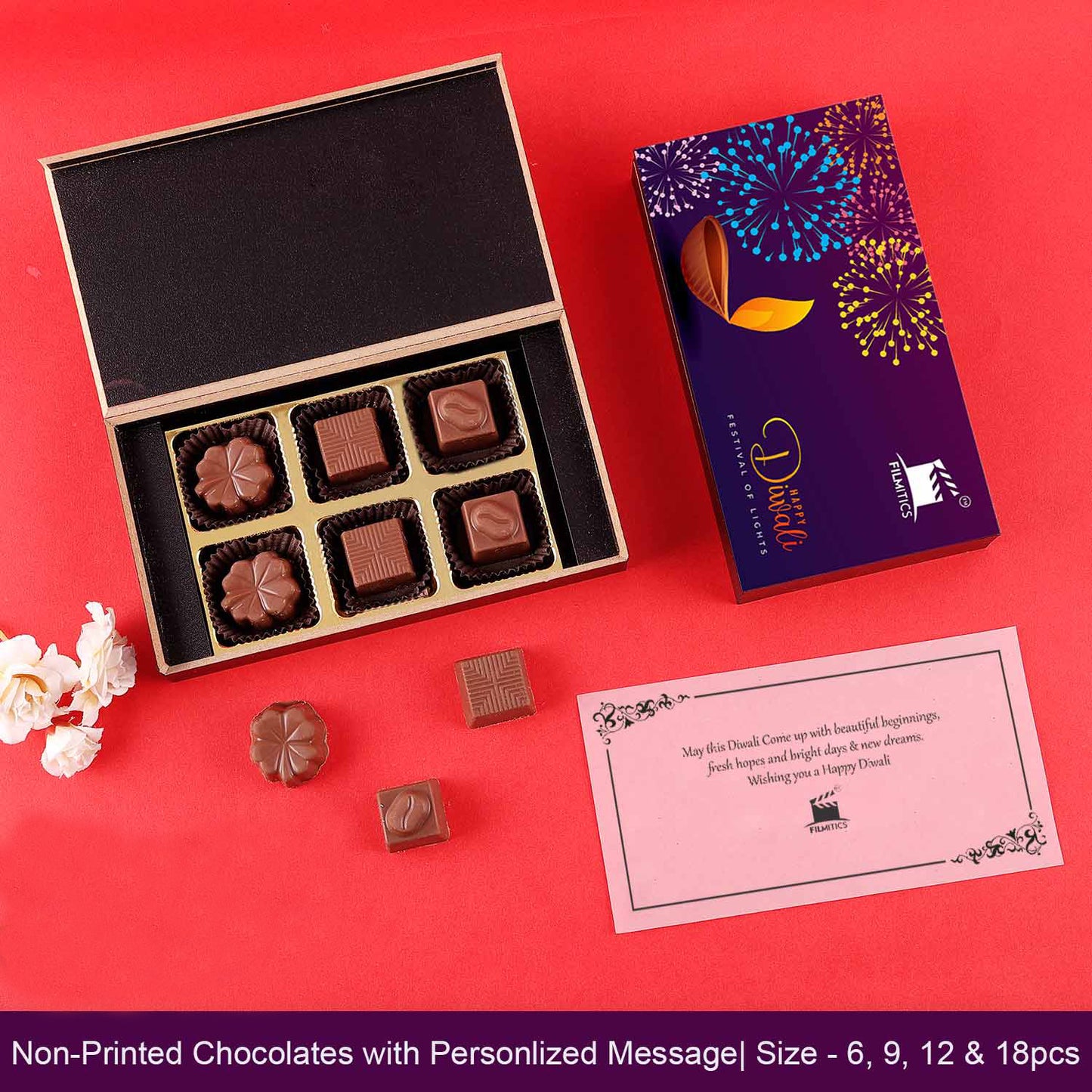Colourful firework corporate diwali gift of chocolates