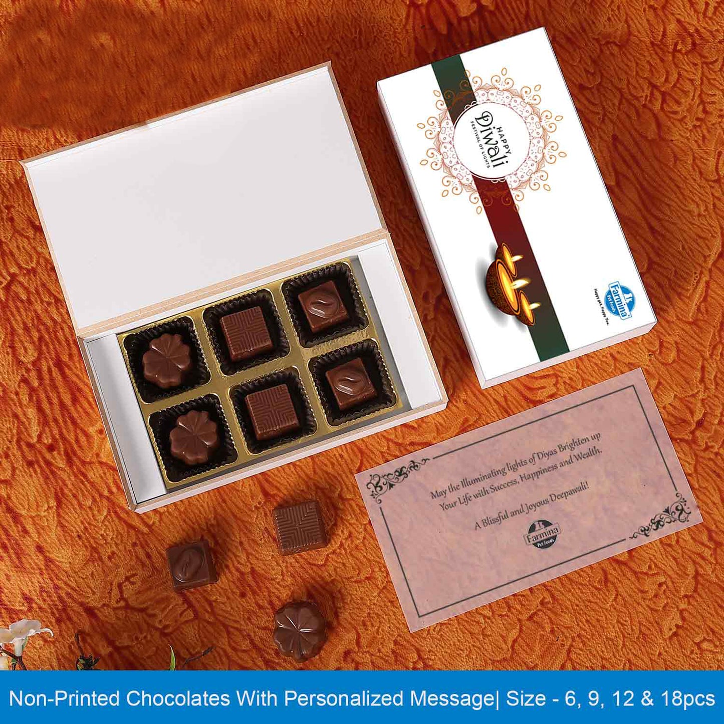 Delicate designer white box of Personalized chocolates