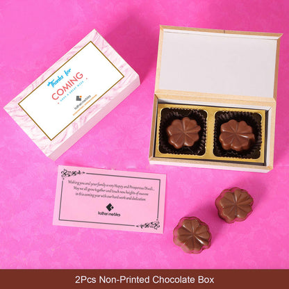 2-piece non-printed chocolate gift box with thank you card and floral-shaped chocolates – ideal for return gifts, events, or client appreciation