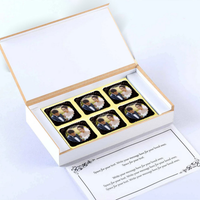 Cyan colored names printed wedding invitation chocolates