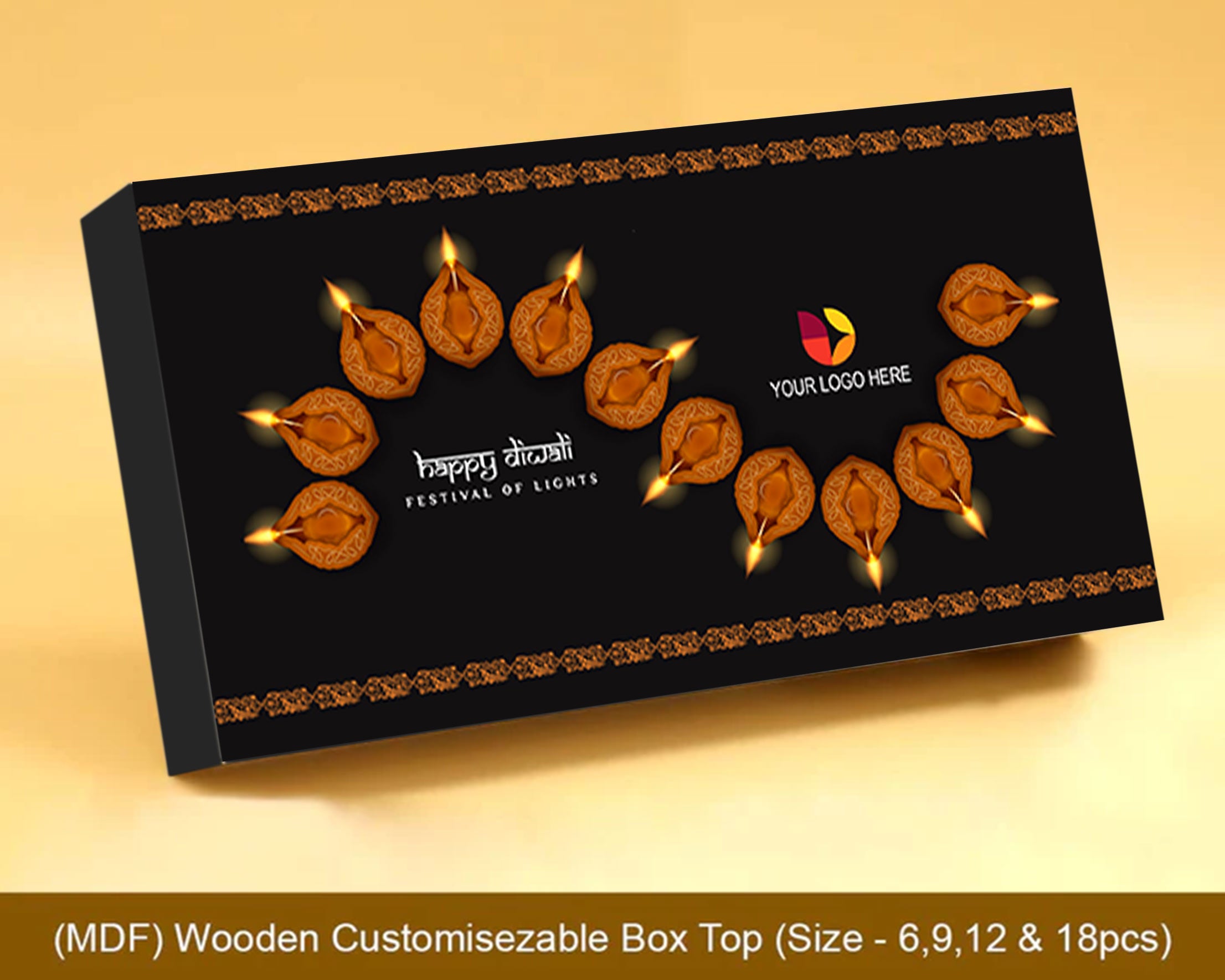 "Diwali holy lamps printed corporate Diwali gift, a meaningful and festive gesture."