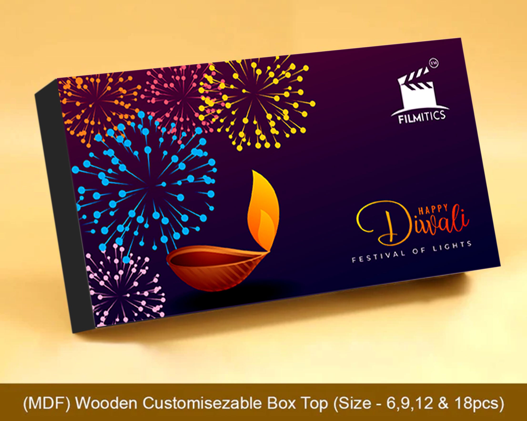 "Corporate Diwali Chocolate Gifts featuring a Colorful Firework Box"