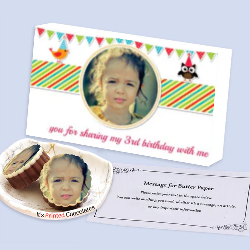 Colorful box of photo printed chocolates birthday return gift