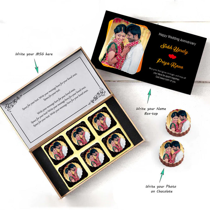 Couple's name printed chocolates with customised gift box