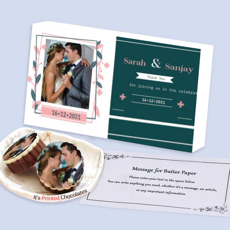 Teal coloured Printed Wedding return gift Chocolates