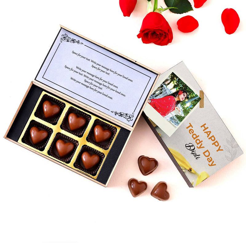 Buy online @399 Teddy Day Printed Chocolate with photo/name