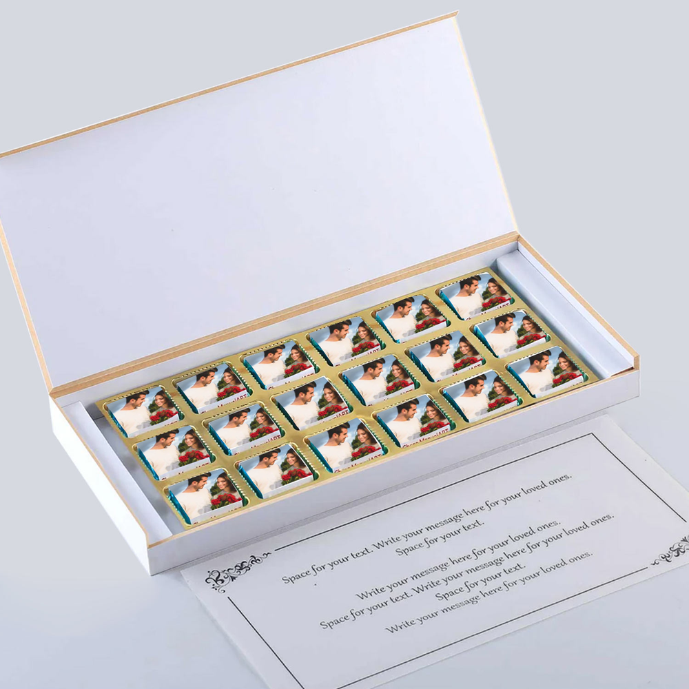 Save the date personalised wrapped unique chocolates invite